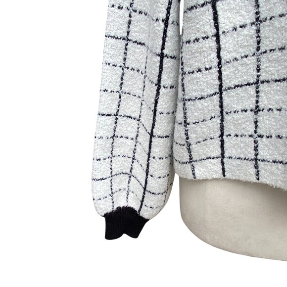 Marled Check Chenille Grannycore Button Cardigan Old Money Coastal Grandma-L - Picture 9 of 12